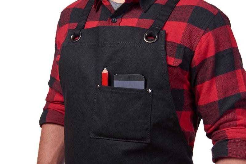 Hudson Durable Goods Heavy Duty Waxed Canvas Apron for Men and Women, Adjustable Crossback Work Apron with Tool Pockets, Water-Resistant - Fits up to XXL, Black - Image 5